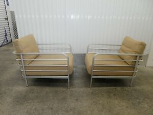Aerodynamic Fendi Home Art Deco Style Aluminum Club Chairs