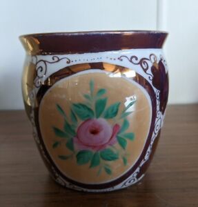 Vintage 19th Century English Pink Luster Ware Pitch Cup Base