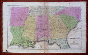 Usa Antebellum South Arkansas Georgia Alabama Tennessee C 1840 S Engraved Map