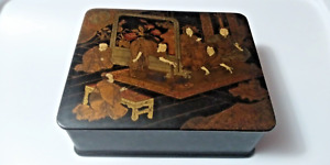 Japanese Antique Lacquer Painted Trinket Box Meiji Period 19th Century