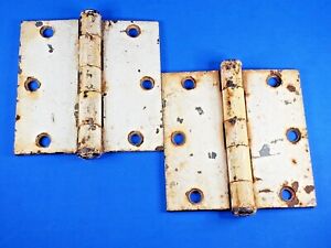 House Parts Butt Hinges Cast Iron Old Door 3 1 2 X 3 1 2 Painted Vintage