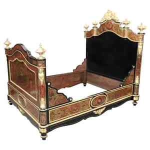 Brass Inlaid French Dor E Figural Bronze Boulle Ebonized Near Queen Bed