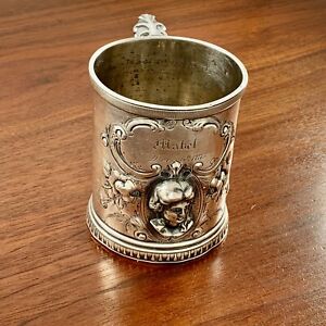 Rare Large Wood Hughes Coin Silver Tankard Cup High Relief Bust Medallion