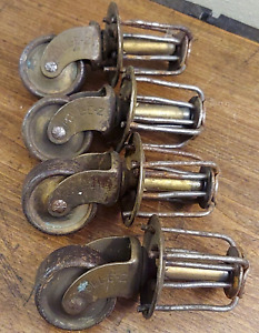 Vintage Roll E Z Roller Caster Furniture Steel Set Of 4 Matching Chair Casters