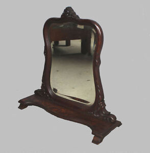 Antique Fancy Oak Vanity Mirror Sits On A Dresser Stylish