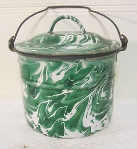 Emerald Ware Green Graniteware Berry Bucket
