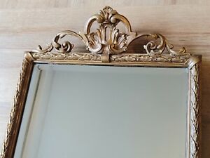 19th Century French Neoclassical Rococo Gilt Gesso Wood Antique Bevelled Mirror