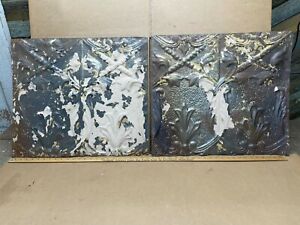 2pc 24 X 21 Antique Ceiling Tin Vintage Reclaimed Salvage Art Craft