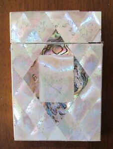 Antique Victorian Mother Of Pearl Calling Card Holder Case C1880