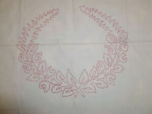 Victorian Layover Pillow Sham Embroidered Floral Wreath Antique Pillowcase Vtg
