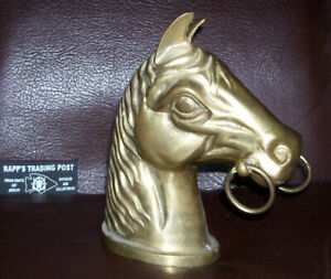Antique Brass Horse Head Hitching Post Topper