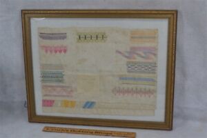Antique Sampler Huck Toweling Embroidery Rare 19x15 Signed Original 19th C