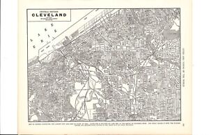 Cleveland Map 1947 Vintage 11 Inch X 14 Inch Ready To Frame For Art