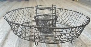 Antique Primitive Wire Basket Farm Country Kitchen Sink Early Ca1900 Galvanized