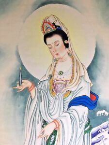 Kannon Bodhisattva Buddhist Painting Japanese Hanging Scroll Painting Guanyin