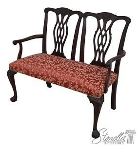 L63961ec Chippendale Mahogany Ball Claw Double Back Settee