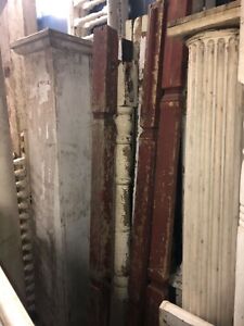 C1870 Vintage Victorian Square Fluted Porch Post 2 Pilasters 91 94 96 H