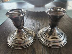Reed Barton Sterling Silver Candlestick Candle Holders Pair 20 Weighted Vtg