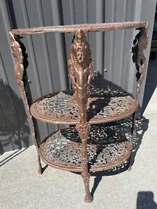 Vintage 3 Tier Metal Aluminum Victorian Style Plant Stand Decor Table Blh