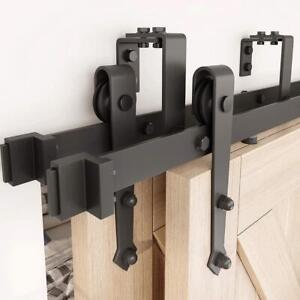 Winsoon Barn Door Track Kit 9 Bypass Easy Install Sturdy Steel Frosted Black