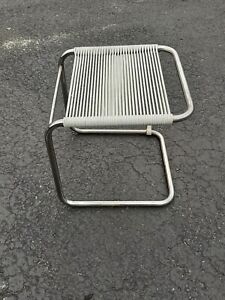 Vintage Mid Century Modern Spaghetti String Stool Chair Bent Chrome Pipe Rare