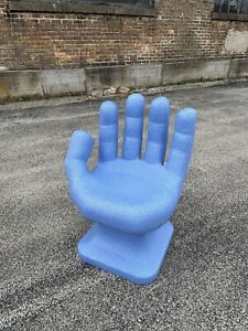 Faux Granite Blue White Left Hand Shaped Chair 32 Adult 70 S Retro New
