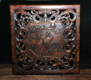 11 Ancient Old Wood Dynasty Carved Cranes Bird Hollow Out Box Cabinet Chest Bin