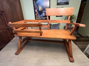 Antique Primitive Mammy Rocking Bench W Fence For Baby Doll Early 1900 S