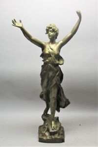 Art Nouveau 33 French Gilt Bronze Sculpture Eugene Marioton C 1890 Antique