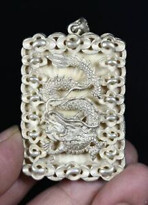 5 9cm Rare Old Chinese Miao Silver Feng Shui Dragon Loong Beast Luck Pendat
