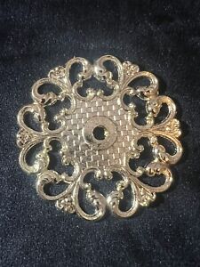 Vintage French Provincial Backplate Drawer Pull Gold Floral Allison Japan Nos