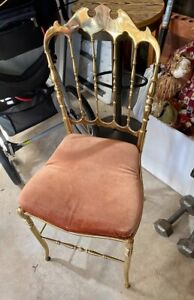 Vintage 1950 S Italian Polished Brass Hollywood Regency Style Chiavari Chair