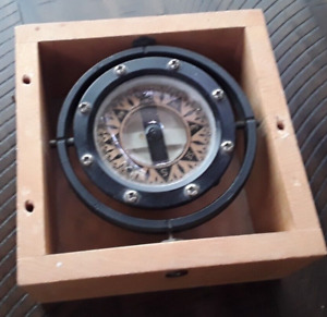 Antique Nautical Compass Eugene Sherman Dirigo Naval Maritime Seattle Usa In Box