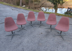 1978 Herman Miller Eames Swivel Psc Side Chair Upholstered Girard Fabric Set 6