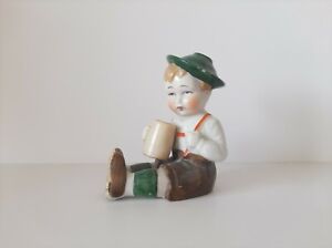 Porcelain Figurine Child Sitting With Mag In Hand Vintage Antique German Royal