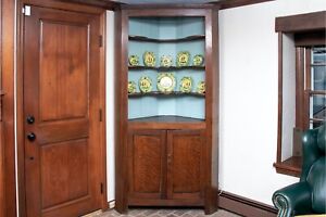 19th Century American Federal Oak Corner Cabinet With Painted Interior
