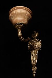 Single Wall Sconces French Antique Style Solid Bronze And Real Alabaster