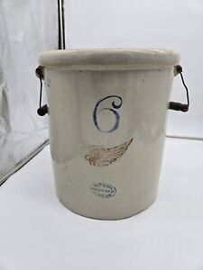 Antique 6 Gallon Red Wing Crock 4 Wing No Cracks Or Chips Free Shipping