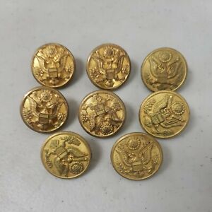 Set Of 8 Antique American Great Seal Uniform Brass Button Waterbury Scoville E2a