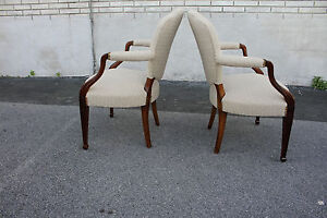 Fabulous Pair Of English Regency Style Sheraton Armchairs New Upholstery
