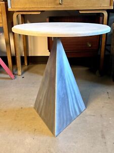 Vintage Stone Aluminum Triangle Base Side Table