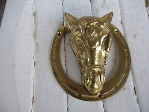 Vintage Solid Brass Horse Pony Stallion Equestrian Head Door Knocker No Spring