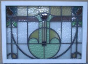 Edwardian English Leaded Stained Glass Window Transom Abstract 30 1 2 X 22 1 4 