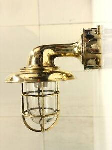 Outdoor Wall Mount Solid Bulkhead Sconce Light Fixture Brass With Shade 1 Pcs