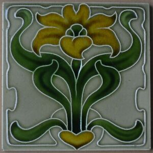 England Antique Art Nouveau Majolica Tile C1900