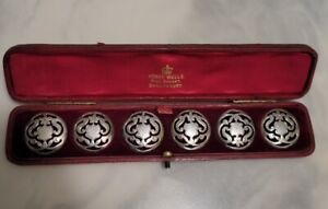 Antique Boxed Set English Sterling Silver Buttons Henry Wells High Street