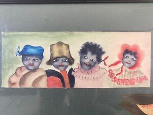  Antique Old 19th C Primitive African American Black Folk Art Painting 1880s