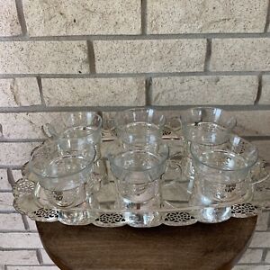 Vintage Set Of 6 Bmf Germany Silver Plated Tea Cup Glass Holders Serving Tray