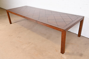 Henredon Mid Century Modern Oak Parsons Extension Dining Table With Parquet Top