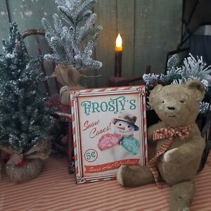 Primitive Victorian Vintage Retro Style Christmas Frostys Snowcones 5 Cent Sign